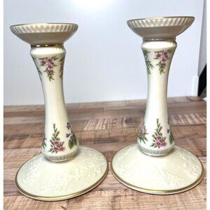 Lenox Constitution Candlesticks Limited Edition Porcelain With Floral Design & G